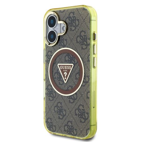 Guess IML 4G Glitter and Triangle Logo MagSafe Apple iPhone 16 tok (GUHMP16SHG4PRTGW) (GUHMP16SHG4PRTGW)