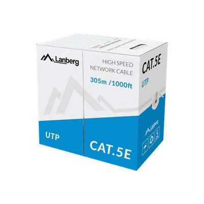 Lanberg LAN kábel UTP CAT5e solid CCA 305m fekete (LCU5-10CC-0305-BK) (LCU5-10CC-0305-BK)