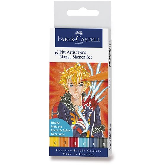 Faber-Castell Pitt Artist Pen Manga Shonen markerek, 6 szín (4005401671572)