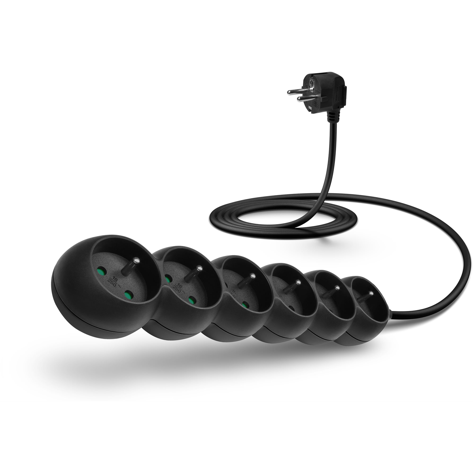 CONNECT IT hosszabbító 230 V, 6 aljzat, 2 méteres, fekete színű (CES-1322-BK)