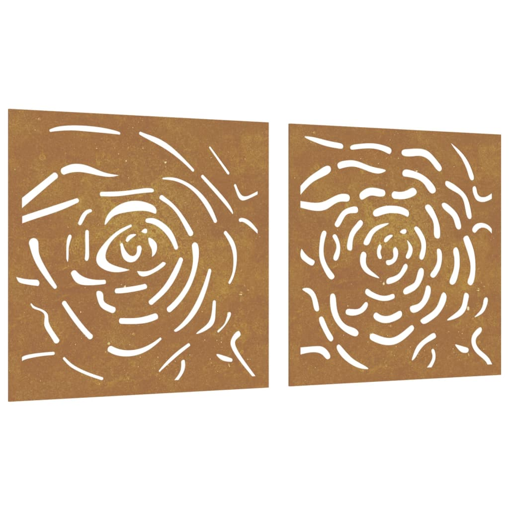 2 db rózsamintás corten acél kerti faldísz 55 x 55 cm (824507)