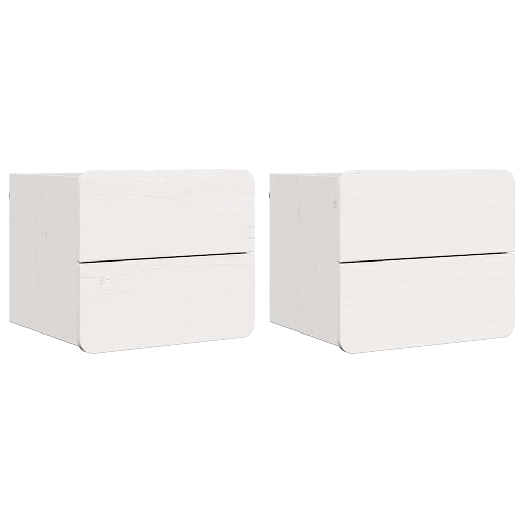 Éjjeli asztal 2 pcs Fehér 39 x 34 x 33 cm Fenyőfából készült (873508)