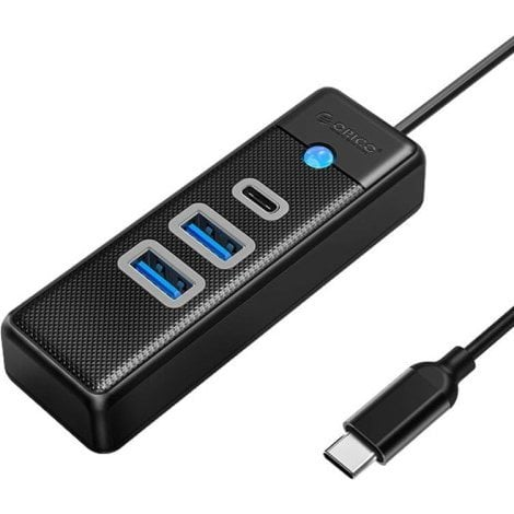 Adapter Hub USB-C do 2x USB 3.0 + USB-C Orico, 5 Gbps, 0.15m (czarny) (PWC2U-C3-015-BK-EP-I)