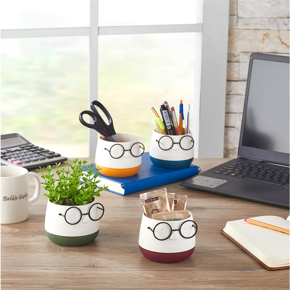 Iris E5721 Szemüveges fej alakú 9x7,5cm Műanyag Cserép - Többféle (E5721)