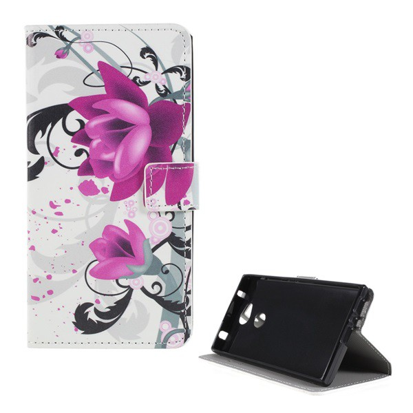 Tok álló, bőr hatású (FLIP, oldalra nyíló, asztali tartó funkció, lótuszvirág minta) FEHÉR [Sony Xperia L2 (H4311)] (5996457758319)