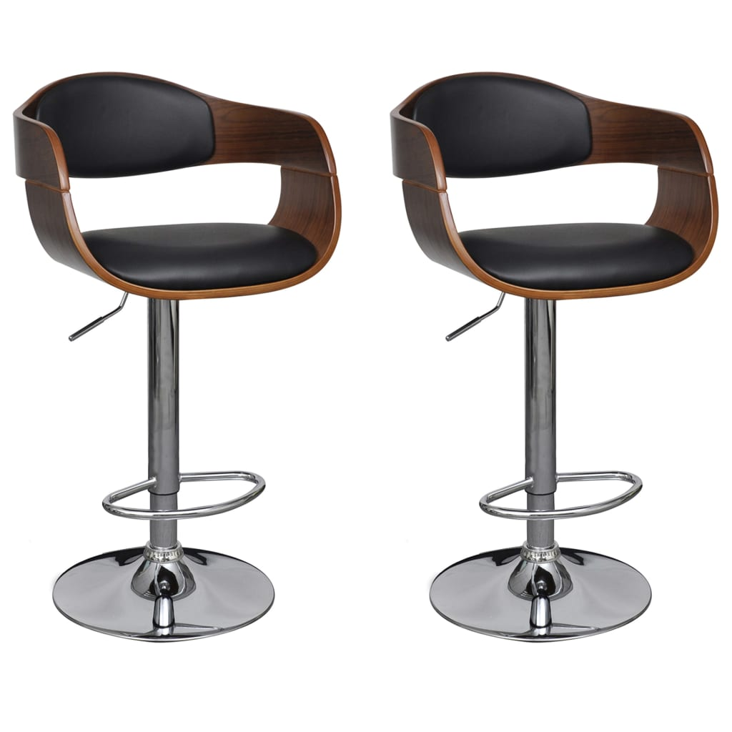 3052716 Bar Stools 2 pcs Black Bent Wood and Faux Leather (2x241053) (3052716)