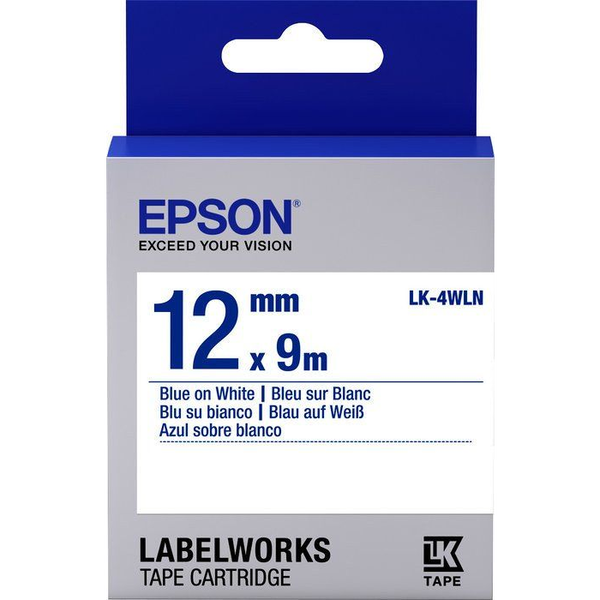 Epson Label Cartridge Standard LK-4WLN Blue/White 12mm (9m) етикетна лента Син на бял фон