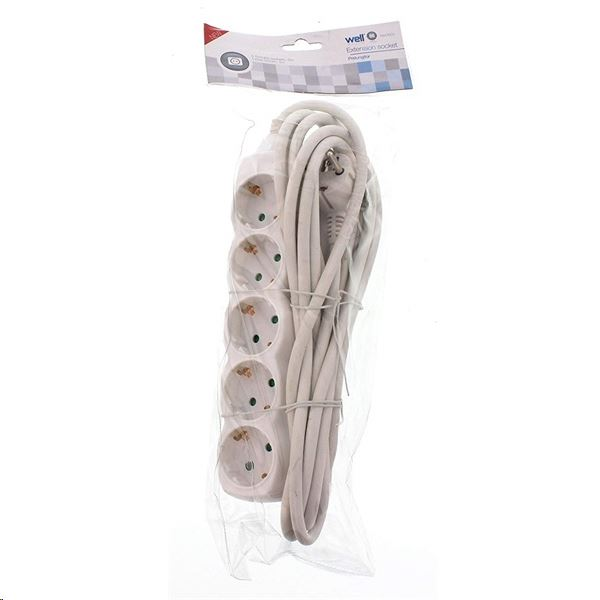 Well hálózati elosztó 5-ös 3m, fehér (EXTS-5S3M/02-WL) (EXTS-5S3M/02-WL)