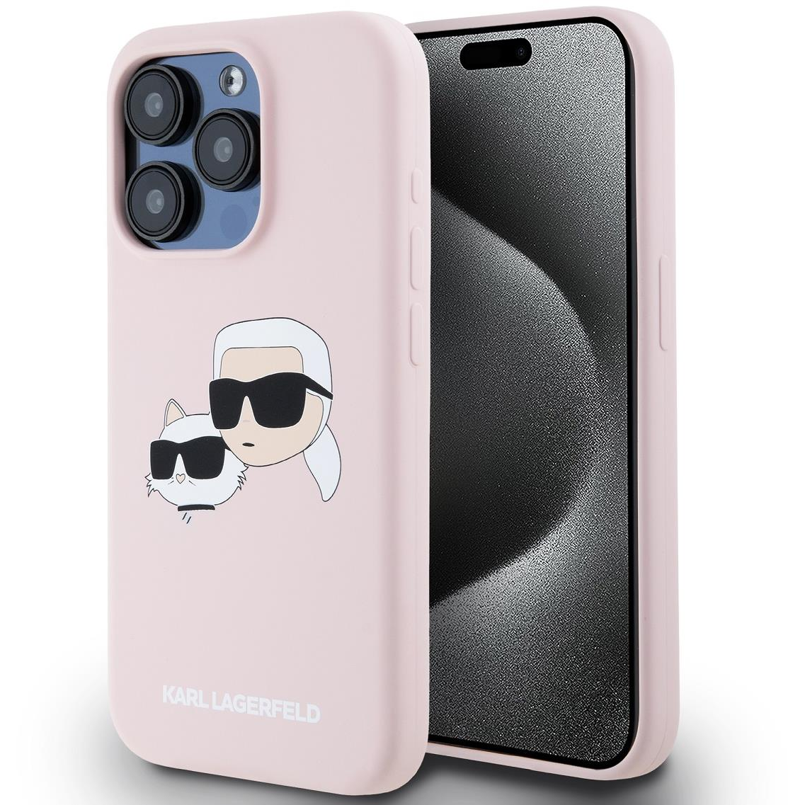 Karl Lagerfeld Liquid Silicone Double Heads MagSafe iPhone 15 Pro Max Pink tok (KLHMP15XSKCHPPLP)