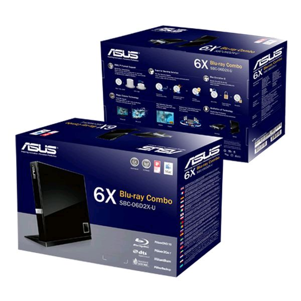 ASUS SBW-06D2X-U optisk diskdrev Blu-Ray DVD Combo Sort