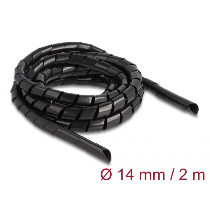 Delock spirál flexibilis kábelburkolat 2m x 14mm fekete (19022) (delock19022)