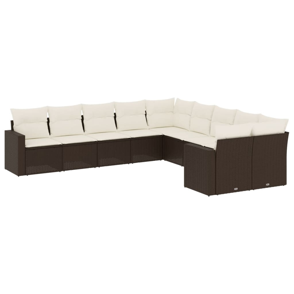 10 részes barna polyrattan kerti ülőgarnitúra párnákkal (3219503)