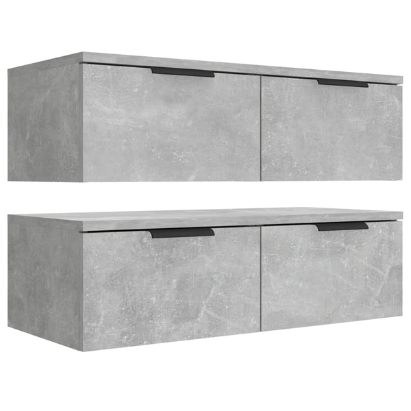 Комплект стенни шкафове vidaXL, 2 бр, Бетонно сиви, 68x30x20 см, Инженерно дърво