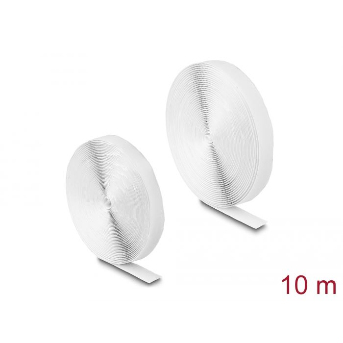 Delock Öntapadó tépőzáras szalag-szett 10m fehér (19065) (19065)