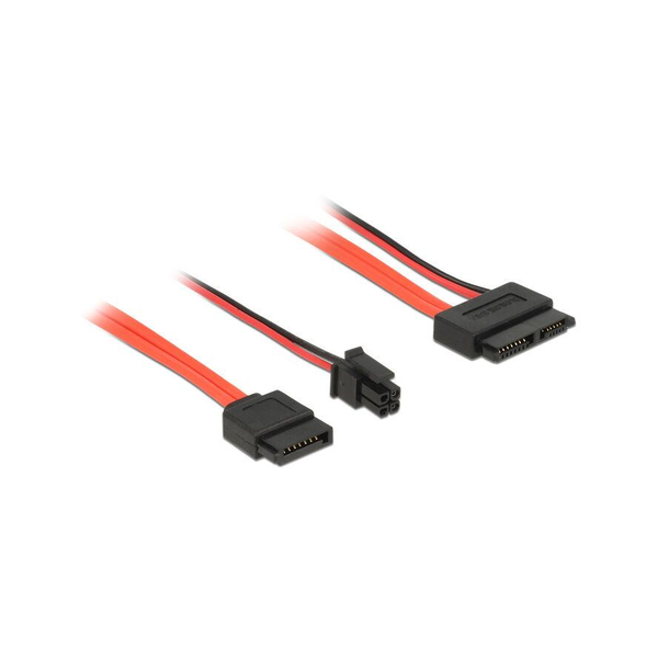 DELOCK SATA-Kabel SATA III +4pin P4 -> Slim 13pin 0.30m
