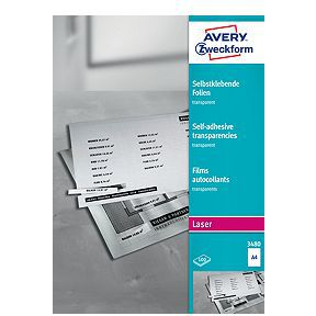 Avery-Zweckform Selbstklebefolie 3480 Öntapadó fólia DIN A4 Színes lézernyomtatás, Lézernyomtató, Színes fénymásolás, Másoló Átlátszó 100 db (3480)