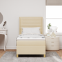 Pat box spring cu saltea & LED, crem, 100x200 cm, textil