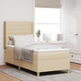 Pat box spring cu saltea & LED, crem, 100x200 cm, textil