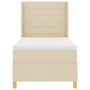 Pat box spring cu saltea & LED, crem, 100x200 cm, textil