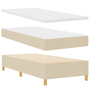 Pat box spring cu saltea & LED, crem, 100x200 cm, textil