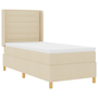 Pat box spring cu saltea & LED, crem, 100x200 cm, textil