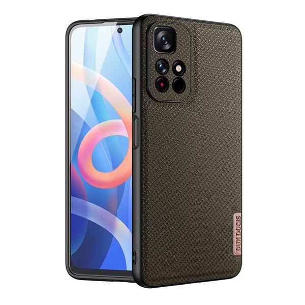 DUX DUCIS FINO szilikon telefonvédő (műanyag belső, közepesen ütésálló, rács minta) SÖTÉTZÖLD [Xiaomi Poco M4 Pro 5G] (5996591115634)