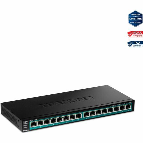 TRENDnet 16 portos POE Gigabit Ethernet Switch (TPE-TG161H)