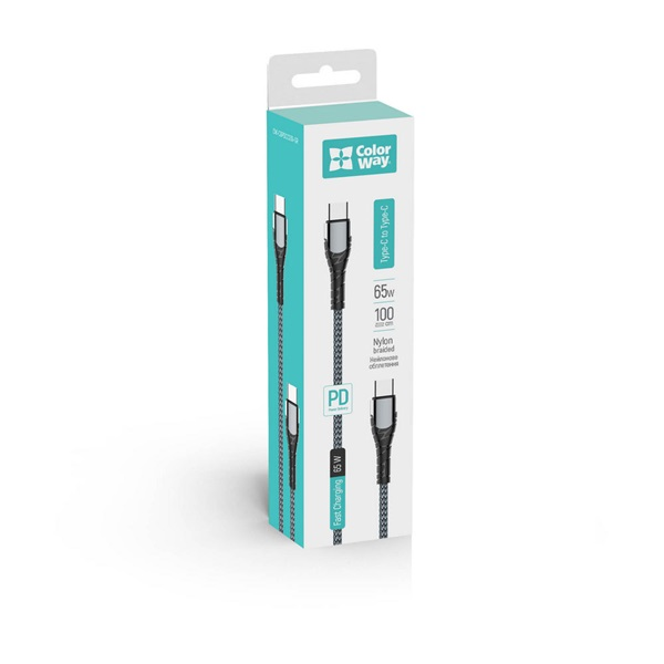 Colorway Type-C apa - Type-C apa (PD FastCharging) Adat és töltő kábel - Szürke(1m)