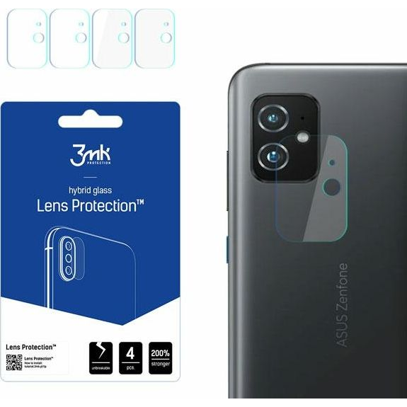 Комплект 4 протектора за камера 3MK Lens Protection, За Asus Zenfone 8, Хибридна структура, Прозрачен, 7H, 0,3 мм