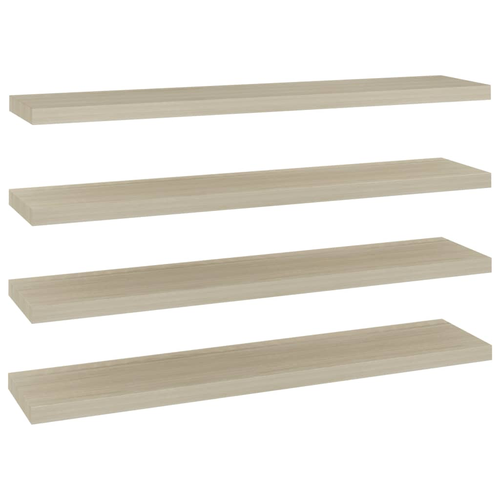 4 db tölgyszínű MDF fali polc 120 x 23,5 x 3,8 cm (323885)