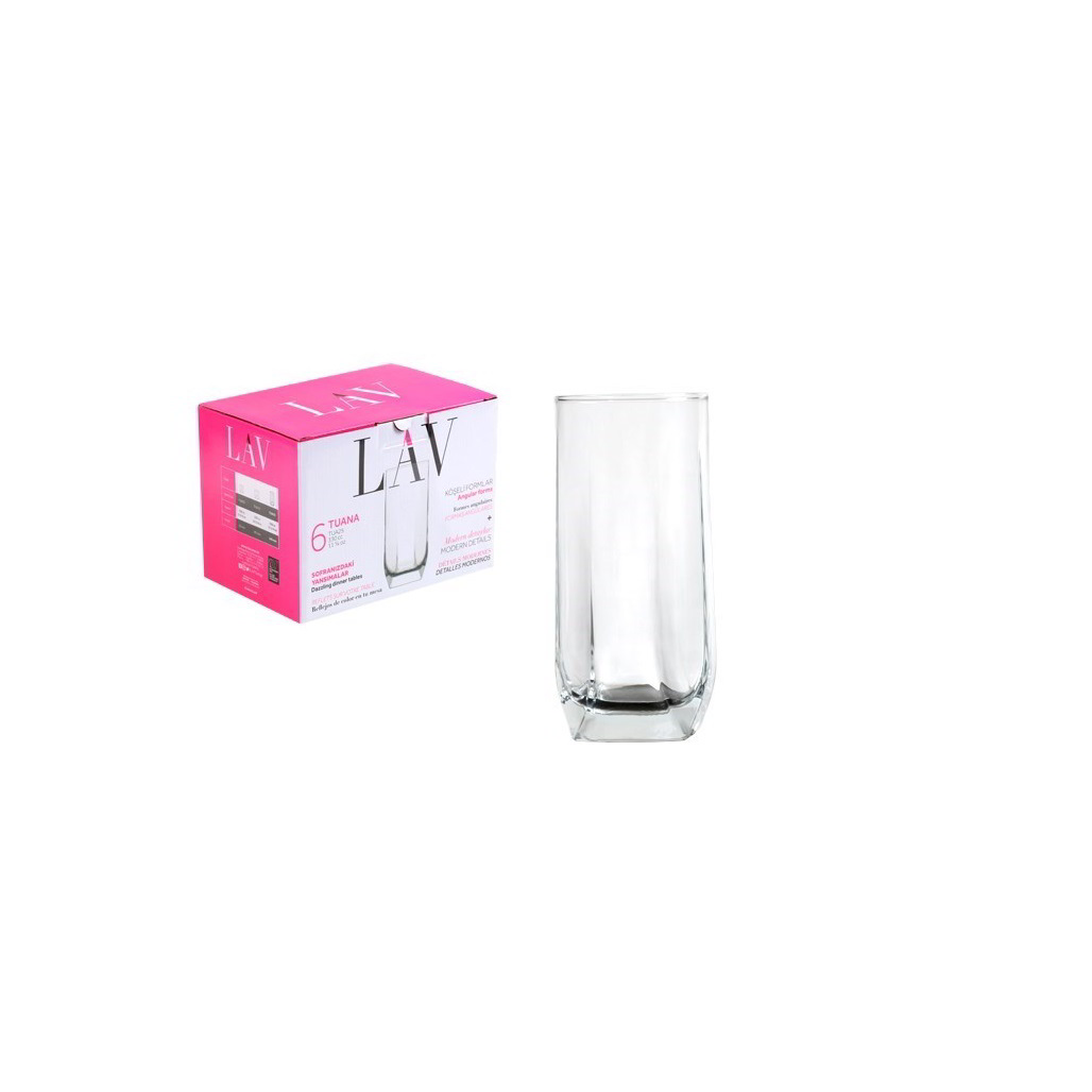 LAV Tuana Long Drink 330ml Koktélos üveg pohár szett 6 darabos (LV-TUA25F)