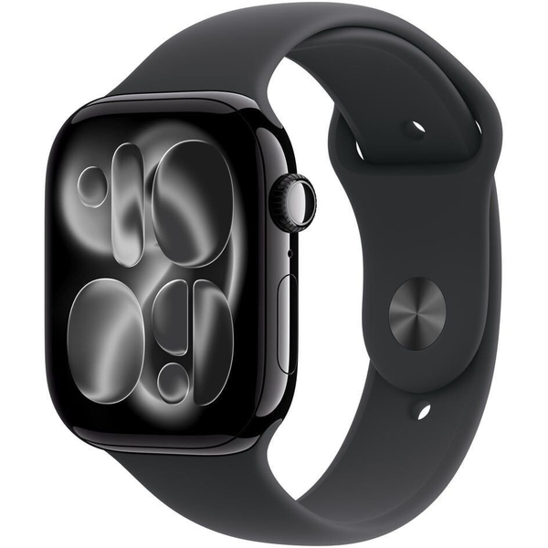 Apple Watch Series 11 46 mm Jet Black алуминий, черен спортен каишка S/M
