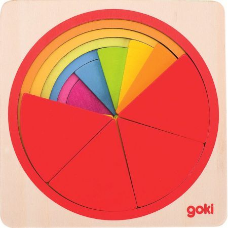 Goki fából készült réteges puzzle kör, 21 db
