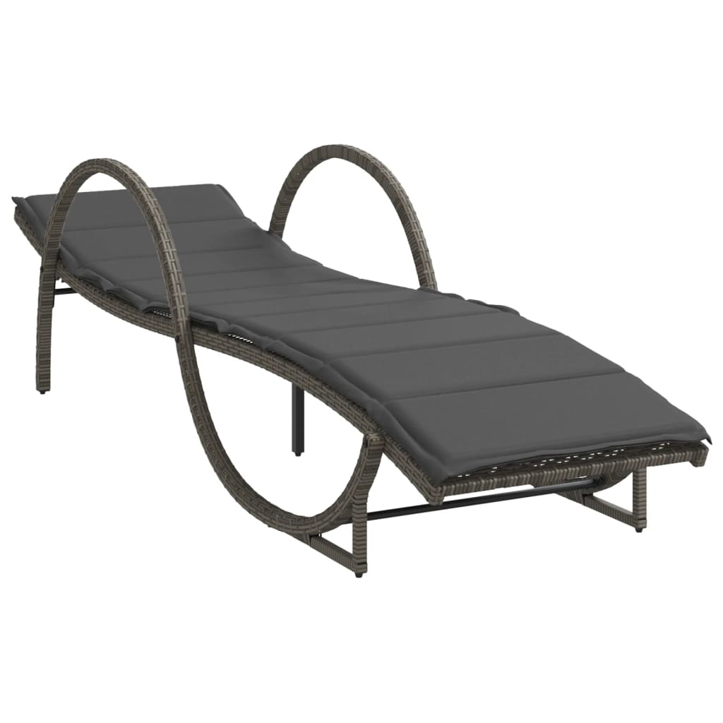 szürke polyrattan napozóágy párnával 60x199x42 cm (368259)
