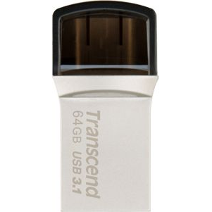 Transcend TS64GJF890S JetFlash 890 USB Flash Drive, 64GB, USB3.1 Gen1, 90/15 MB/s, Silver Plating
