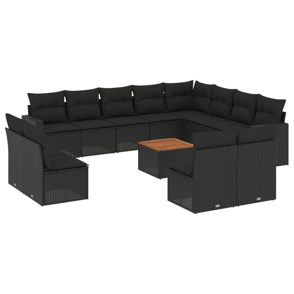 13 részes fekete polyrattan kerti ülőgarnitúra párnákkal (3224368)