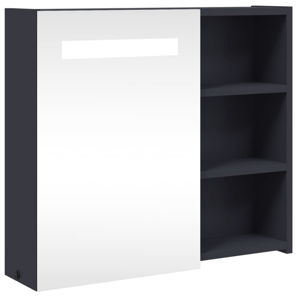 szürke tükrös fürdőszobaszekrény LED-del 60 x 13 x 52 cm