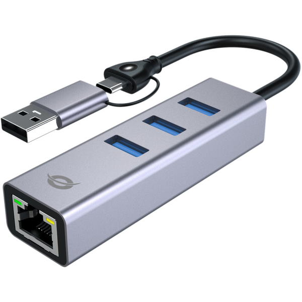 Conceptronic ABBY25G φορητός σταθμός σύνδεσης & προσομοιωτής θύρας Καλωδιωμένος (Ενσύρματος) USB 3.2 Gen 1 (3.1 Gen 1) Type-A + Type-C Γκρι