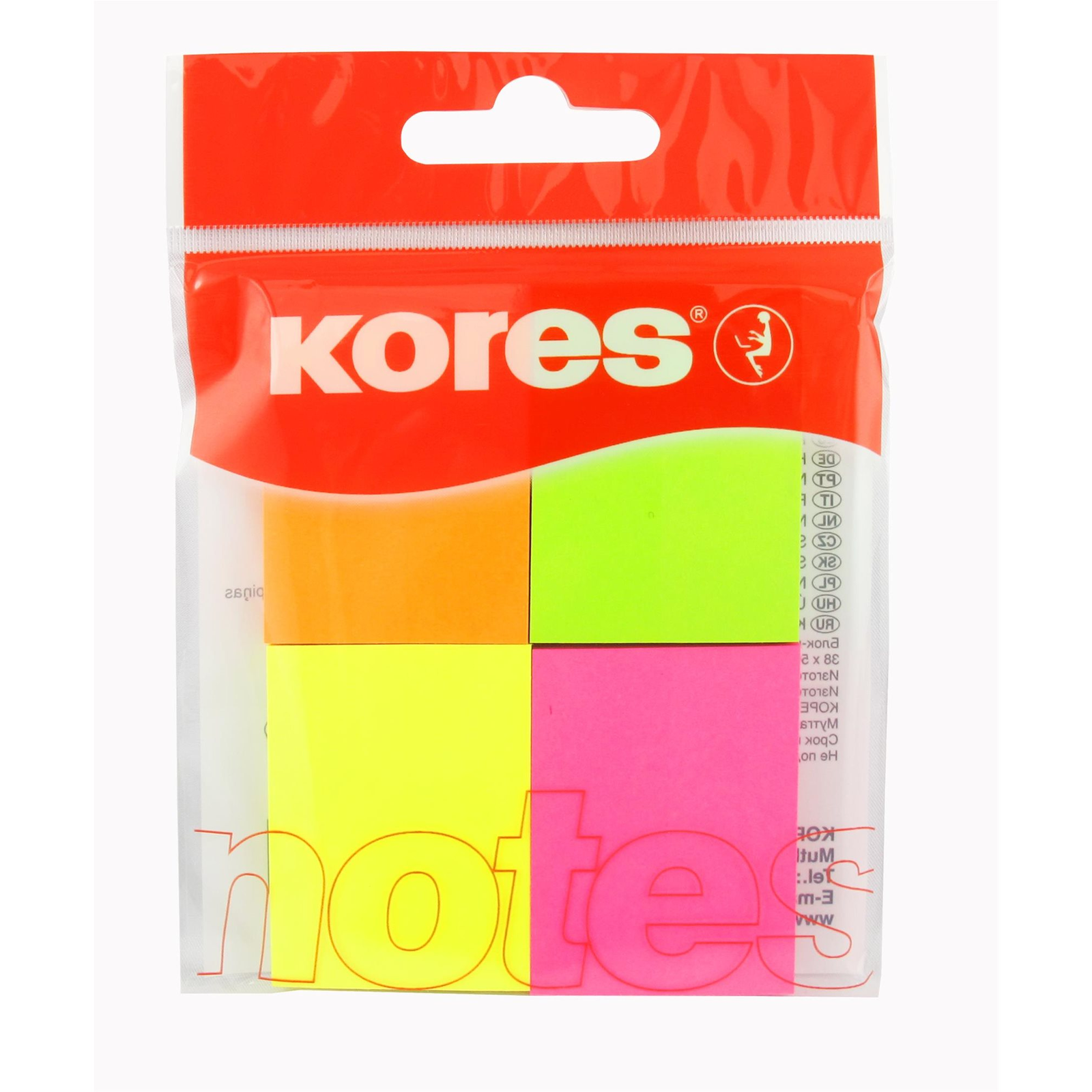 KORES Multicolour 40 x 50 mm, 4 x 50 lap, többféle neon szín (48450)