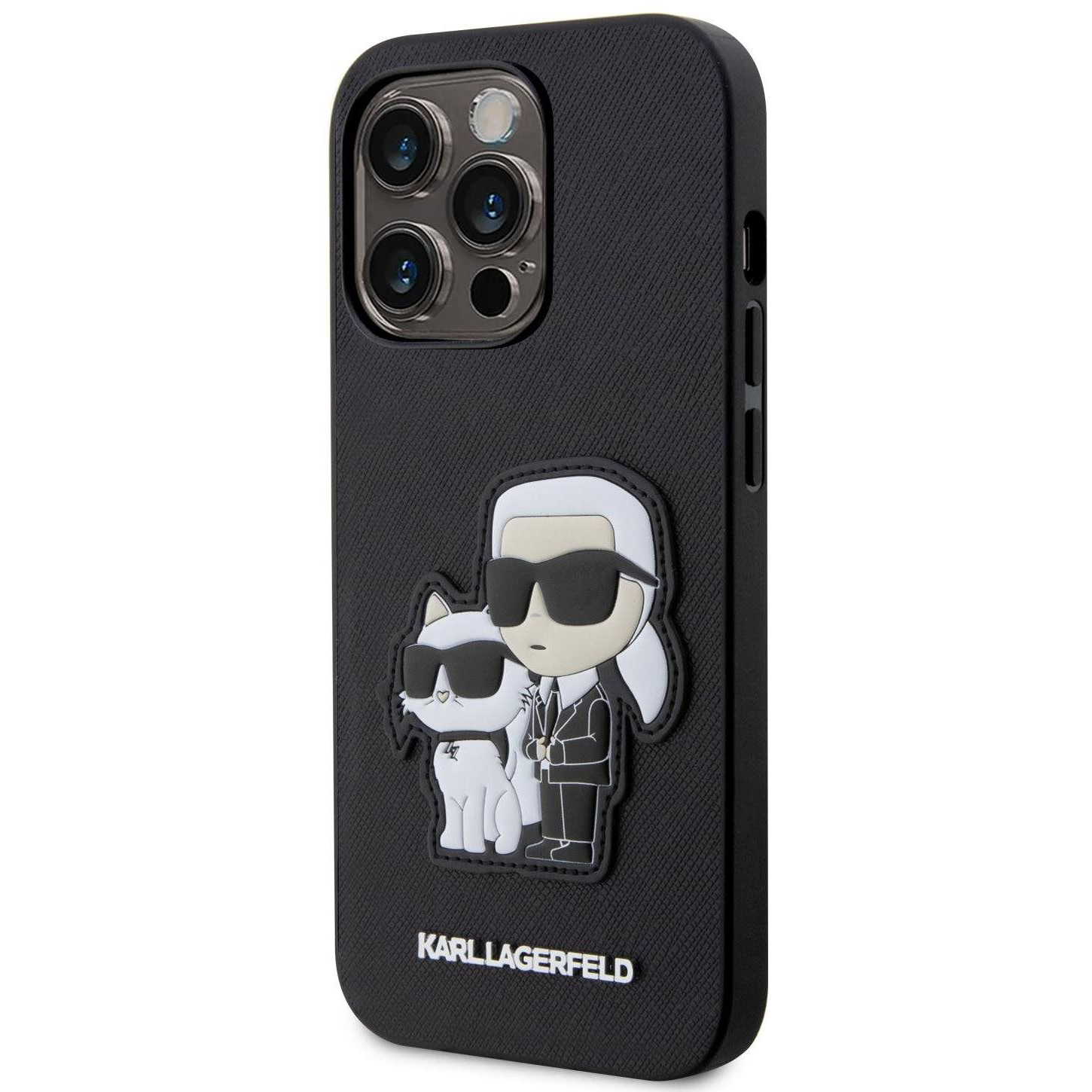 Karl Lagerfeld PU Saffiano Karl and Choupette NFT iPhone 13 Pro fekete tok (KLHCP13LSANKCPK)