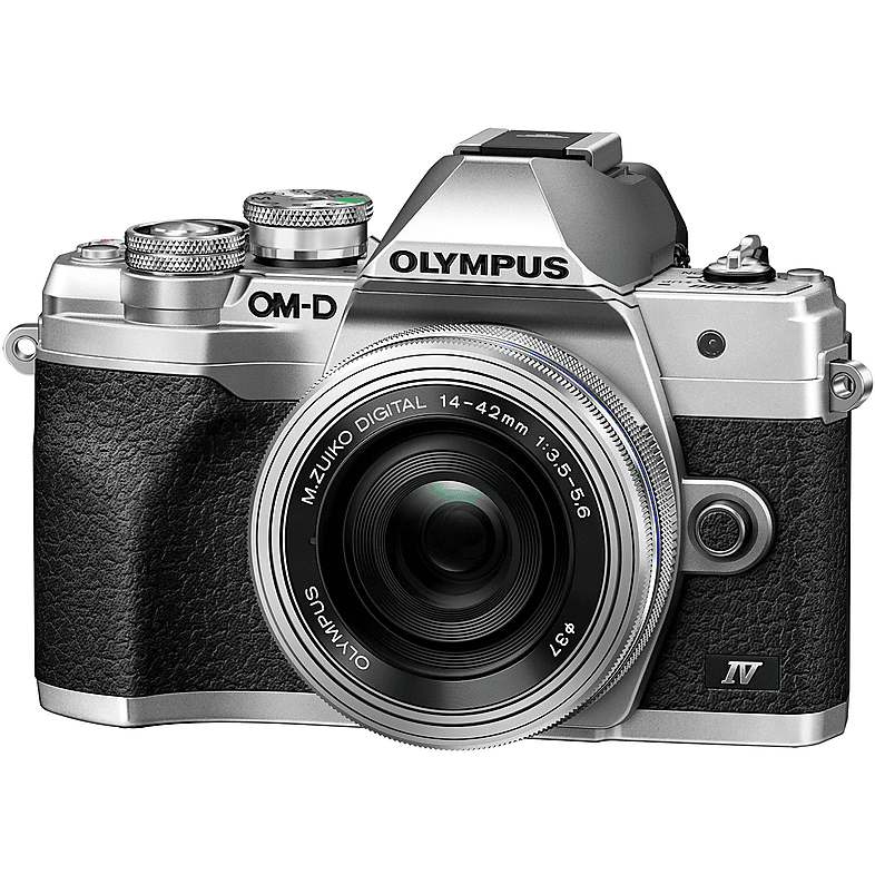 Olympus OM-D E-M10 Mark IV Fényképezőgép + Ez-M1442 Pancake objektív szett - Ezüst (V207132SE000)