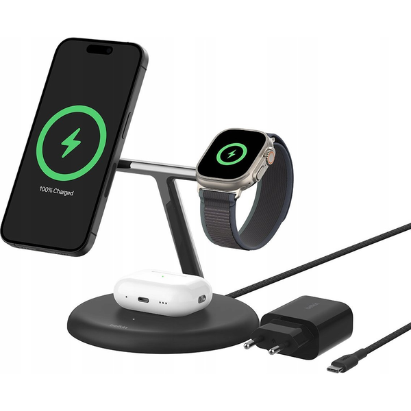 Belkin Boost Charge Pro 3in1 Magsafe Töltőállvány 15W - Fekete