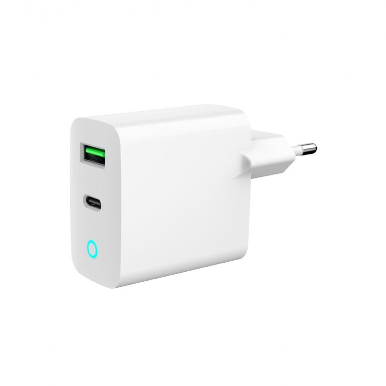 Gembird 1xUSB-A, 1xUSB-C hálózati töltő fehér 20W (TA-UC-PDQC20L-W-01) (TA-UC-PDQC20L-W-01)