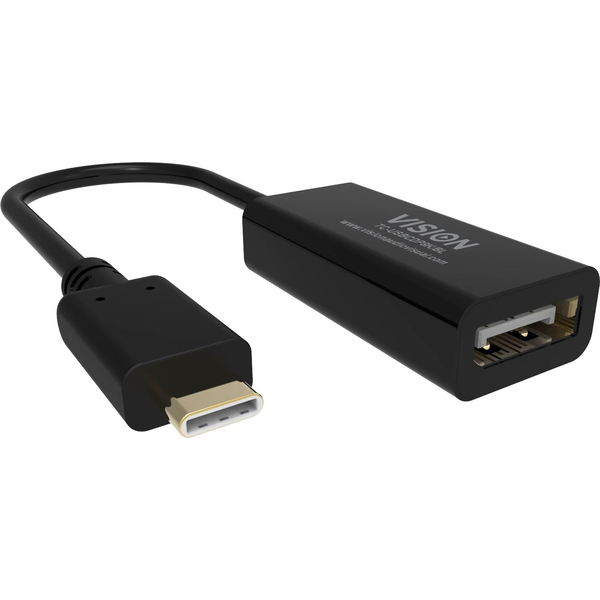 Adapter USB Vision VISION - Videoadapter - USB-C mannlich zu DisplayPort weiblich - 15 cm - Schwarz - 8K60Hz (7680 x 4320) Unterstutzung