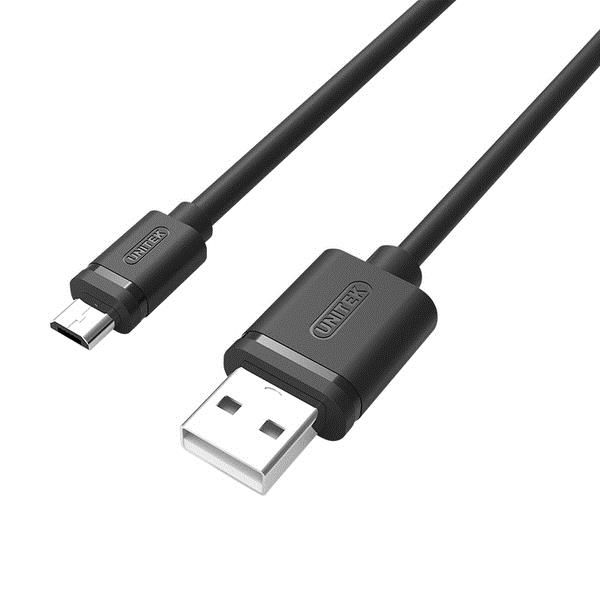 Unitrek Y-C454GBK USB2.0 A apa - MicroUSB-B apa Adatkábel 0.5m - Fekete (Y-C454GBK)