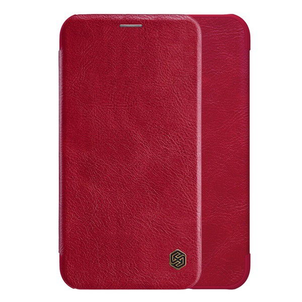 NILLKIN QIN tok álló, bőr hatású (FLIP, oldalra nyíló, bankkártya tartó) PIROS [Apple iPhone XS Max 6.5] (5996457799954)