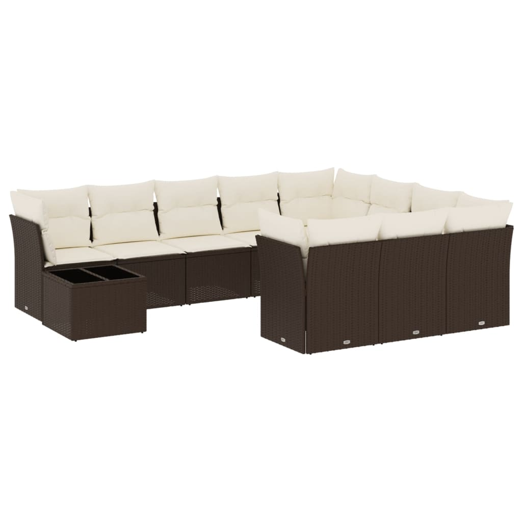 11 részes barna polyrattan kerti ülőgarnitúra párnákkal (3218263)