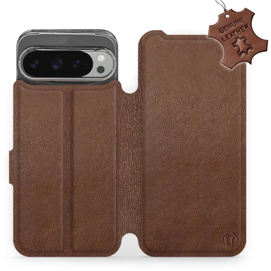 Mobiwear Google Pixel 9 Pro XL barna bőr flip tok - L BRS (5906511289864)