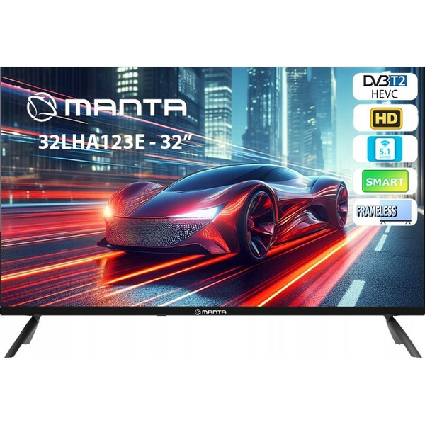 LED TV MANTA 32LHA123E, 81cm (32''), HD+, Android, WiFi, Dolby Digital+, STEREO 5.1, DVB-C/T/T2/S/S2, Hotel Mode, 3x HDMI, 2x USB, 1x CI+, Frameless o