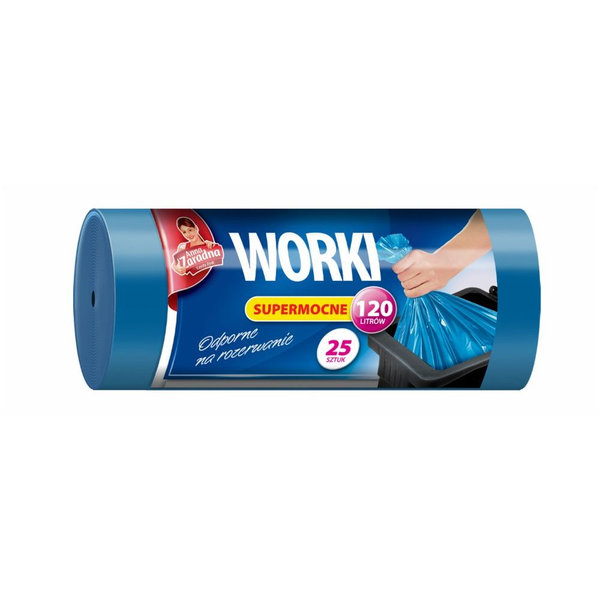  Anna Zaradna Worki na śmieci supermocne LDPE 120L 25SZT. NIEBIESKIE  (AZ1-WNS-5550)